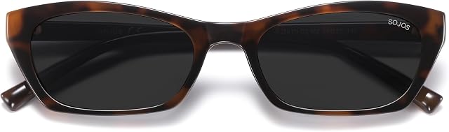 SOJOS Trendy Lunettes de soleil polarisé pour les femmes homme, Rétro 90s Y2K Petit rectangle mince Sunnies SJ2670