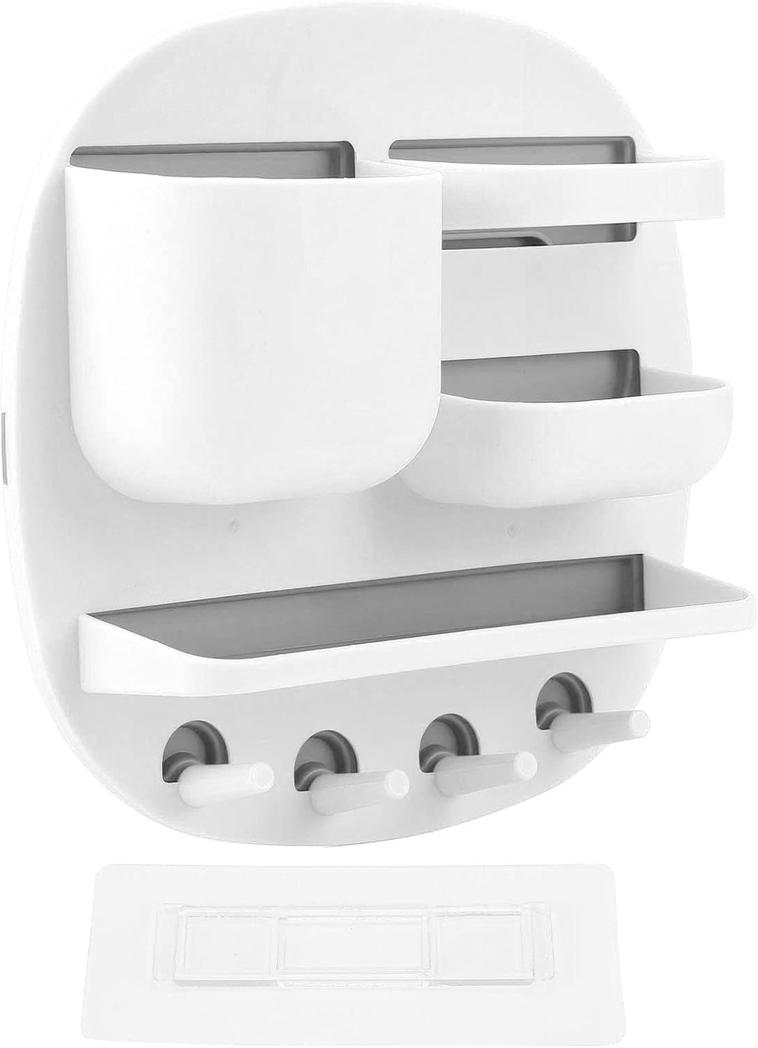 Bedside Shelf Wall Mount, Bedside Wall Shelf with Glasses Hooks Floating Shelves for Bedside Shelf Accessories Organizer with Hooks for Phone Remote 8.7 X 8.7 X 2.4in(White)