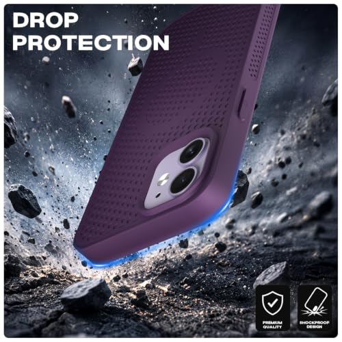 Image of Pikkme Back Cover for iPhone 12 /12 Pro | Honeycomb Cooling Design | Silicone Heat Dissipation | Mag-Safe Compatible | Shockproof Camera Protection Bumper Case (Purple)