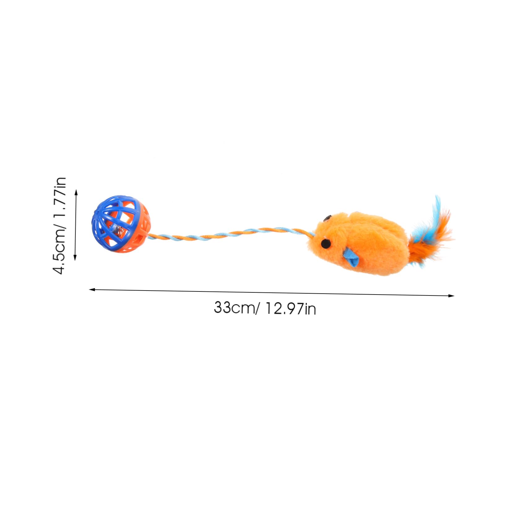 Jouet pour Chat Interactif avec Clochette en Plastique Peluche Souris Orange Léger Et Compact Jeu Stimulant pour Chat D’intérieur Adapté Aux Chatons