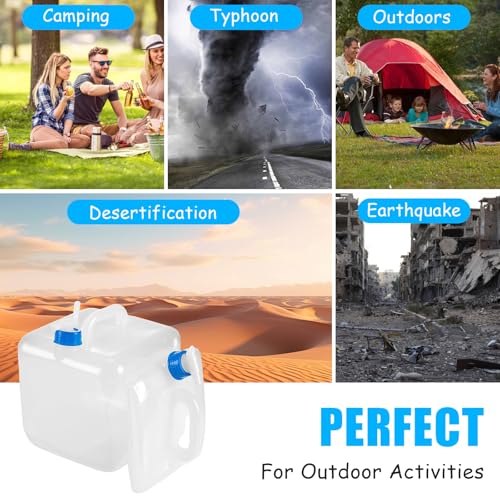 2 Pack Contenedor de Agua Plegable - Jarra de Agua Libre de BPA, Balde Plegable con Grifo y Gancho, Contenedor de Almacenamiento de Agua para Camping, Senderismo y Supervivencia, 10L miniatura 5