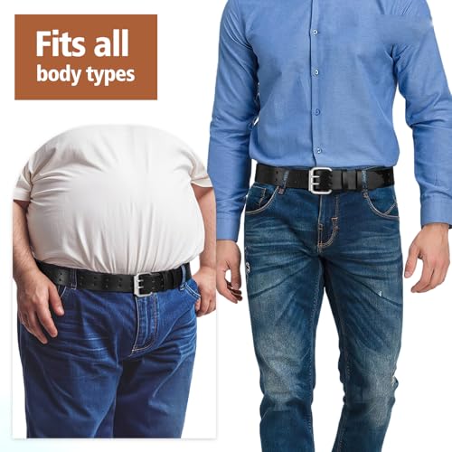 Men's Faux-leather Double Prong Belt, Heavy Duty Double Classic Work Casual Belts for Jeans4