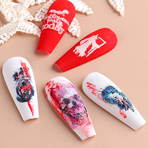 Skull Nail Stickers Day Of The Dead Nail Art Water Transfer Decals Nail Supplies Halloween For Nail Art Vampire Ghost Skulls Head Devil Design For Acrylic Nails Foil Manicure Tattoos Decorations 12Pcs #TOP2