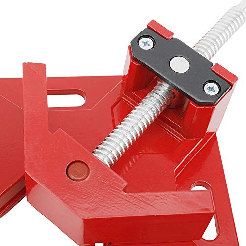 HighFree Right Angle Corner Clamp T-shaped Handle 90 Degree Clamp Aluminum Alloy Angle Right Clamp with Adjustable Swing Jaw for Woodworking Photo Frame Vise Holder (Red)