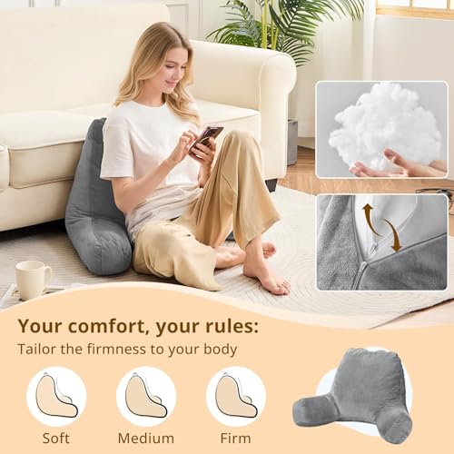 Image of Sasttie Reading Pillow for Bed, Back Pillow for Sitting Up, Dark Grey
