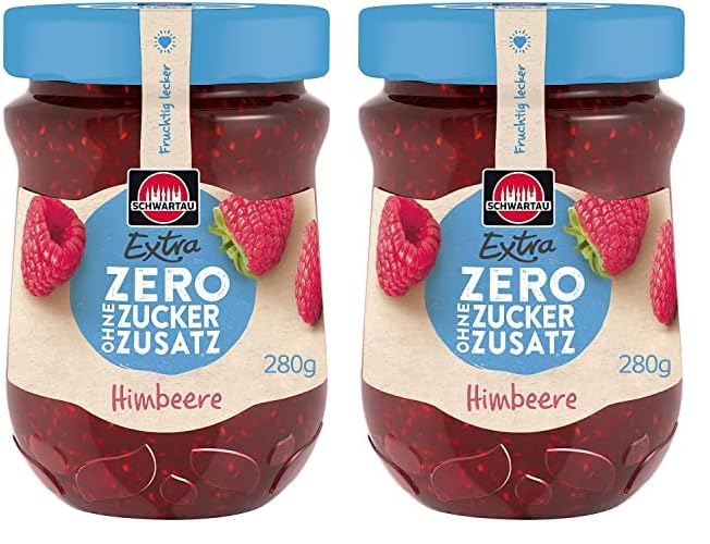Schwartau Extra Zero Himbeere, Fruchtaufstrich ohne Zuckerzusatz, 12 kcal pro 25g, 280g (Packung mit 2)