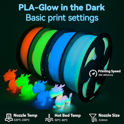 Image of Rainbow Sky Blue Glow in Dark PLA 1.75mm 1kg Spool Luminous 3D Filament FDM | Blue Gradient rainbow Sky color Bright night printing Hide layer lines No tangle 1kg 2.2lbs for Printer Bambu Creality