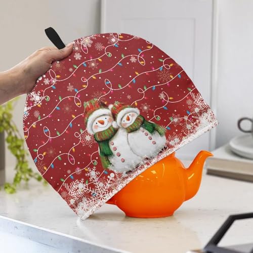 Image of Christmas Tea Cozy Snowman Print Creative Insulated Tea Cosy Extra Thick Home Kitchen Decoration Creative Gifts Dust Teapot Cover Kitchen Accessories for Festival