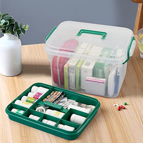 Caja de medicina con compartimentos apilables para almacenar botes altos 7