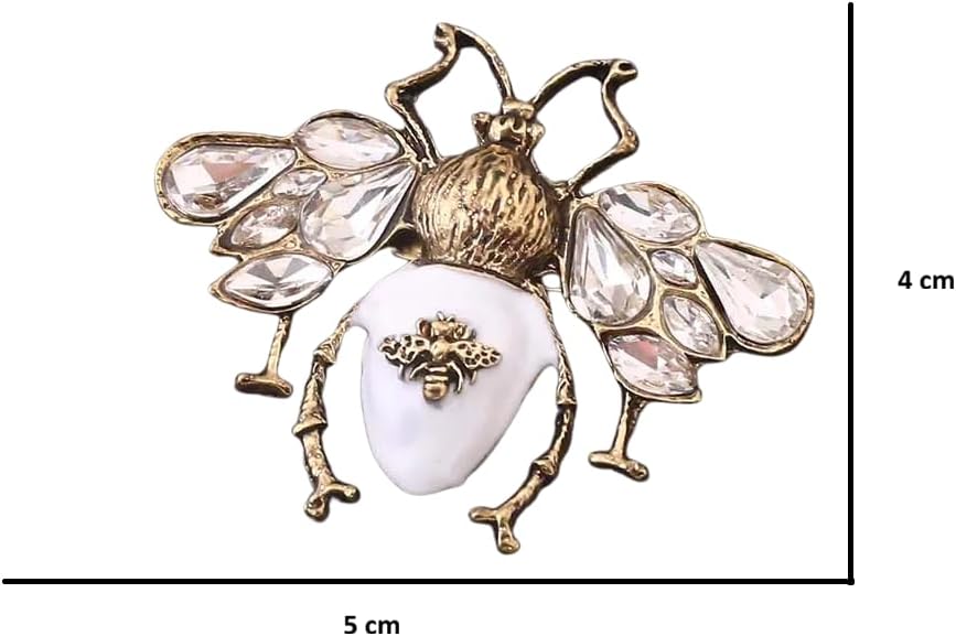 Knighthood Matte Golden Bee Brooch Pin with Enameled Crystal & Rhinestone Details - Fashion Lapel Pin for Men & Women - Image 3