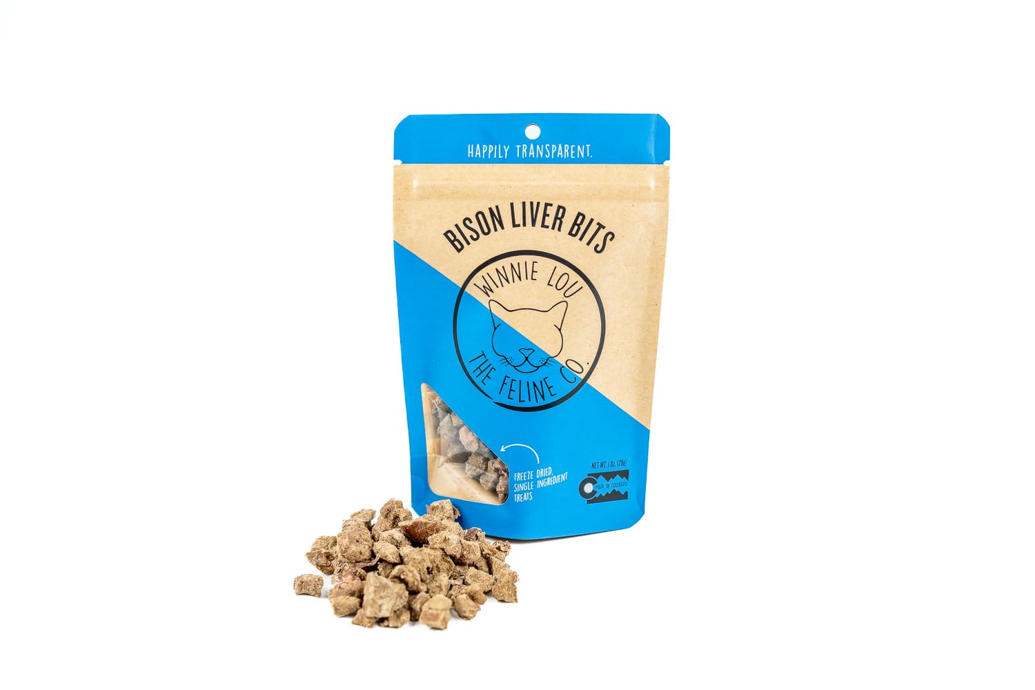 Winnie Lou The Canine Co. Grass-Fed Bison Liver Bits Cat Treats (Pack of 3) - Single Ingredient, High Protein Cat Food Snacks, Grain Free & Made in USA, with Taurine, Iron & Zinc for Healthy Cats