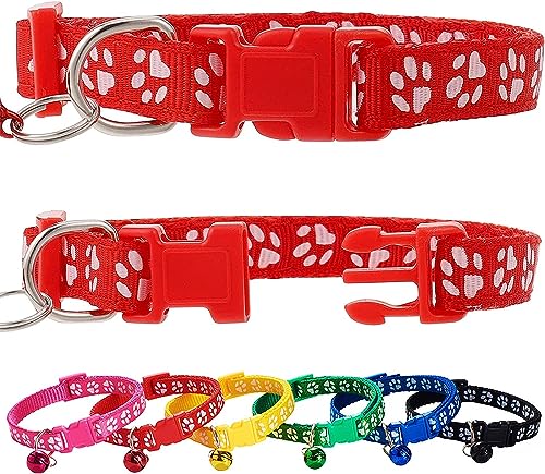 Image of KsPups Puppy Collars Paw Print Quick Release I Adjustable Leash Safety Collars for Puppy Cats I 2-Pcs (Paw Print 10mm)