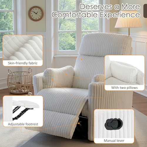 Sillón reclinable giratorio 360° tejido beige miniatura 5