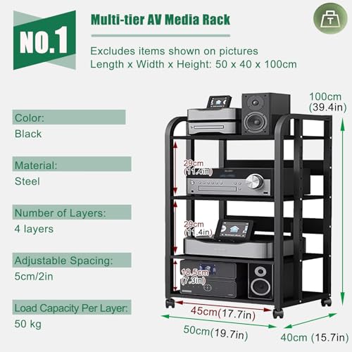 Meuble multimédia AV en bois et support stéréo mobile à niveaux - 3