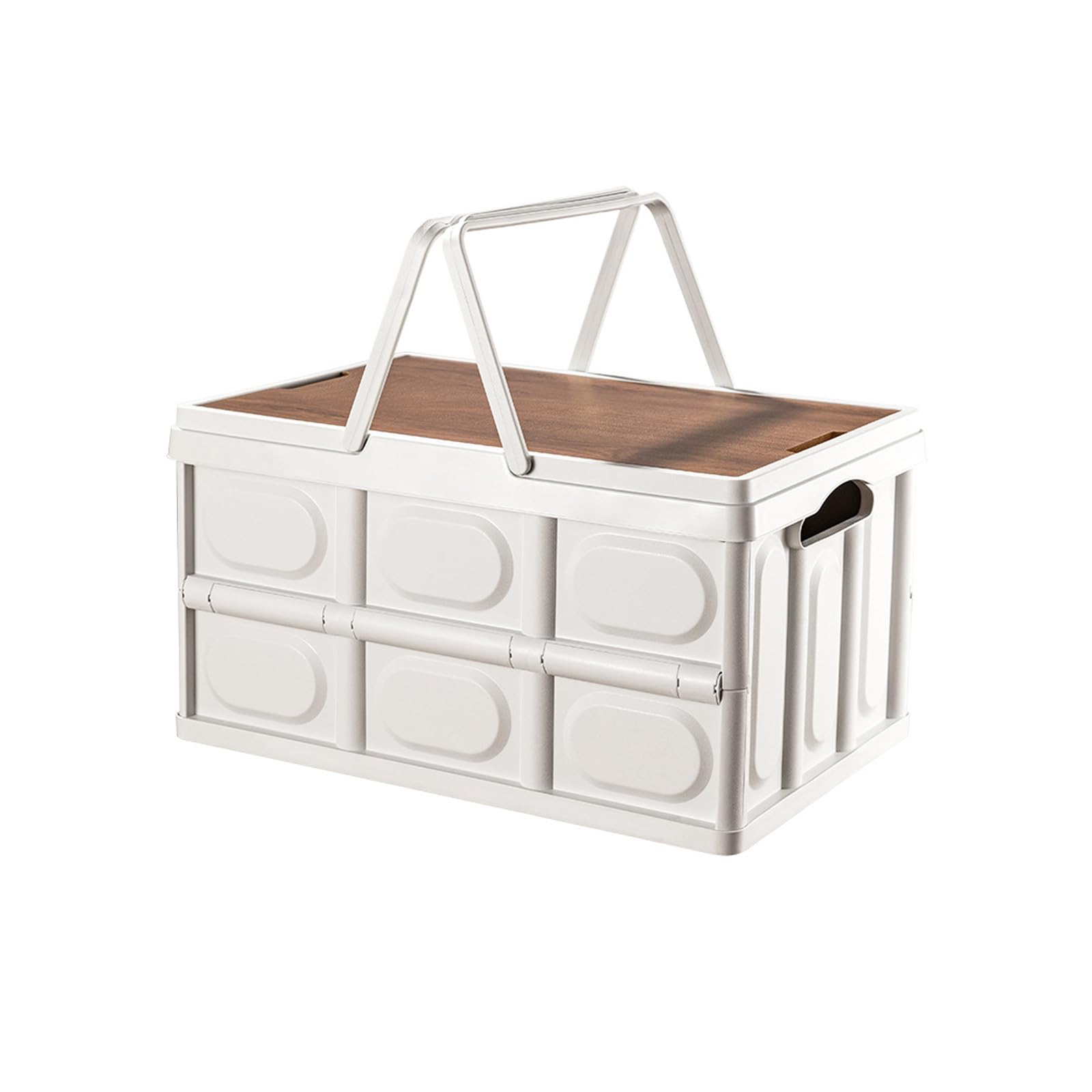 auleef Plastic Trunk Organizer Box Collapsible Box with Lid Students Books Storage and Transporting Box Stackable Crate for Camping Car Store