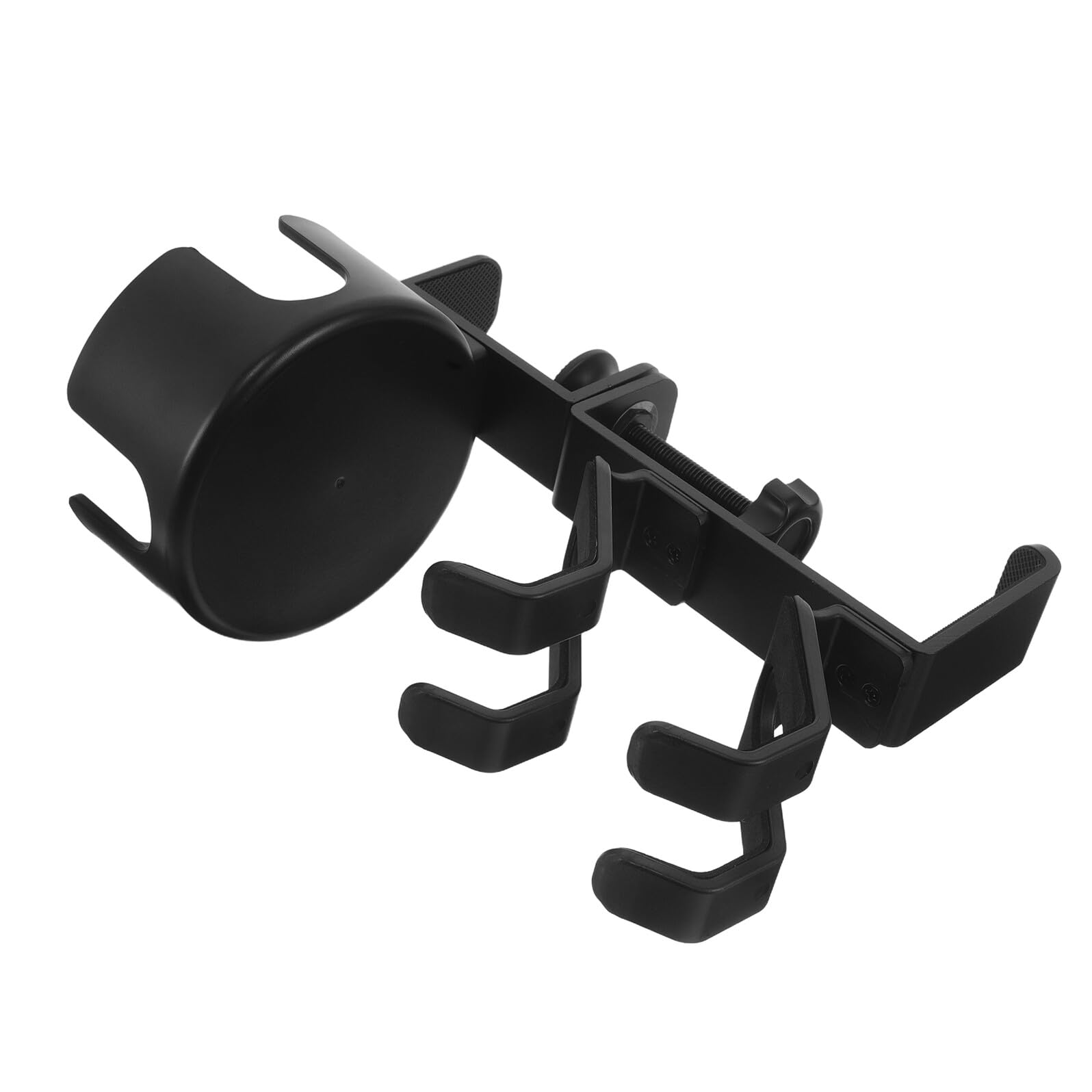 BESPORTBLE Supporto Cuffie da Tavolo Multifunzionale in Metallo Nero con Porta Bicchieri Rotante e Gancio Regolabile per Ufficio e Gaming, Organizer da Scrivania con Base Antiscivolo