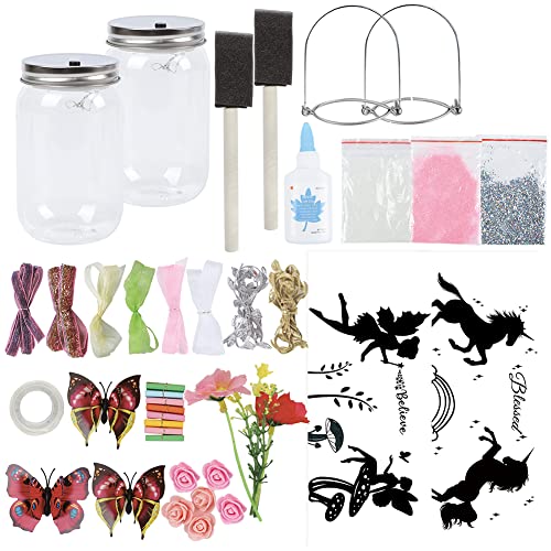 2 Muziek DIY Fairy en Unicorn Jar Lightit voor Kids - Kunst en Ambachten Muzikale Fairy Nachtlampje Tuin Decor Lamp… - Afbeelding 3