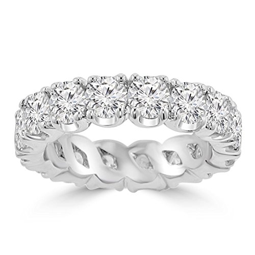 Madina Jewelry 4.00 ct Ladies Round Cut Diamond Eternity Wedding Band Ring in 14 kt White Gold in Size 8