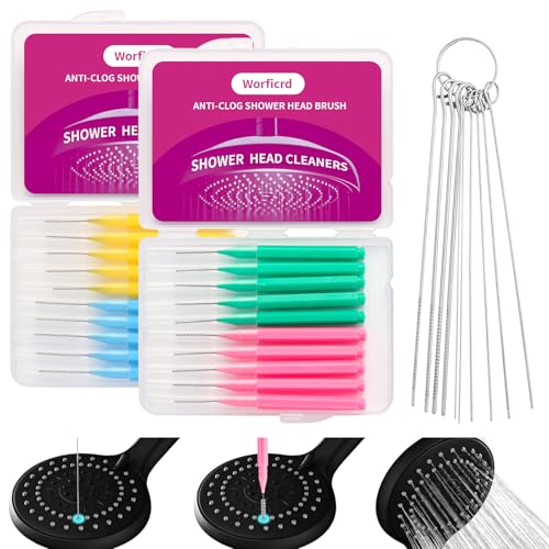 Worficrd 30 Pieces Tiny Brushes for Cleaning Shower Head, Shower Head Nozzle Cleaner Tool Unclogging Small Holes, Cleaning Brushes Picks for Home and Kitchen