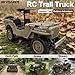 Skymaker RC Trail Truck 4x4 Remote Control Rock Crawler Off Road RC Jeep with Machine Gun & Two Batteries RTR All Terrains 2.4GHz Military Car for Adult(Camel)