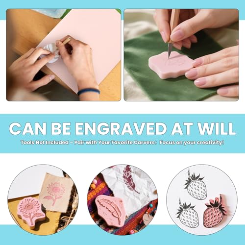 Image of 6 Pack 8 inchx10 inch Large Rubber Carving Blocks for Stamp Making, Printmaking & Block Printing, Soft Pink Carving Sheets for DIY Crafts, Art Projects, Craft Supplies for Beginners & Artists Professionals