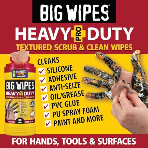Image of BIG WIPES Heavy Duty Industrial Hand Cleaning Wipes, Textured Scrubbing Degreaser Wipes for Mechanics and Tool Cleaner - 80 Count Canister (2 Pack)