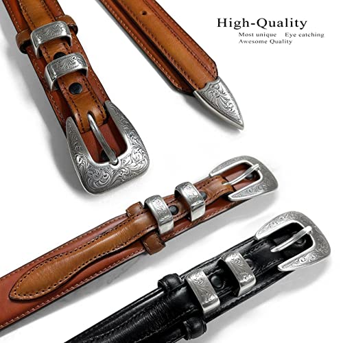 Image of Belts.com Western Buckle Belt Oil Tanned Genuine Leather Ranger Belt 1-3 /8 inch(35mm) Taper to 3 /4 inch(19mm) Wide-Multiple choices