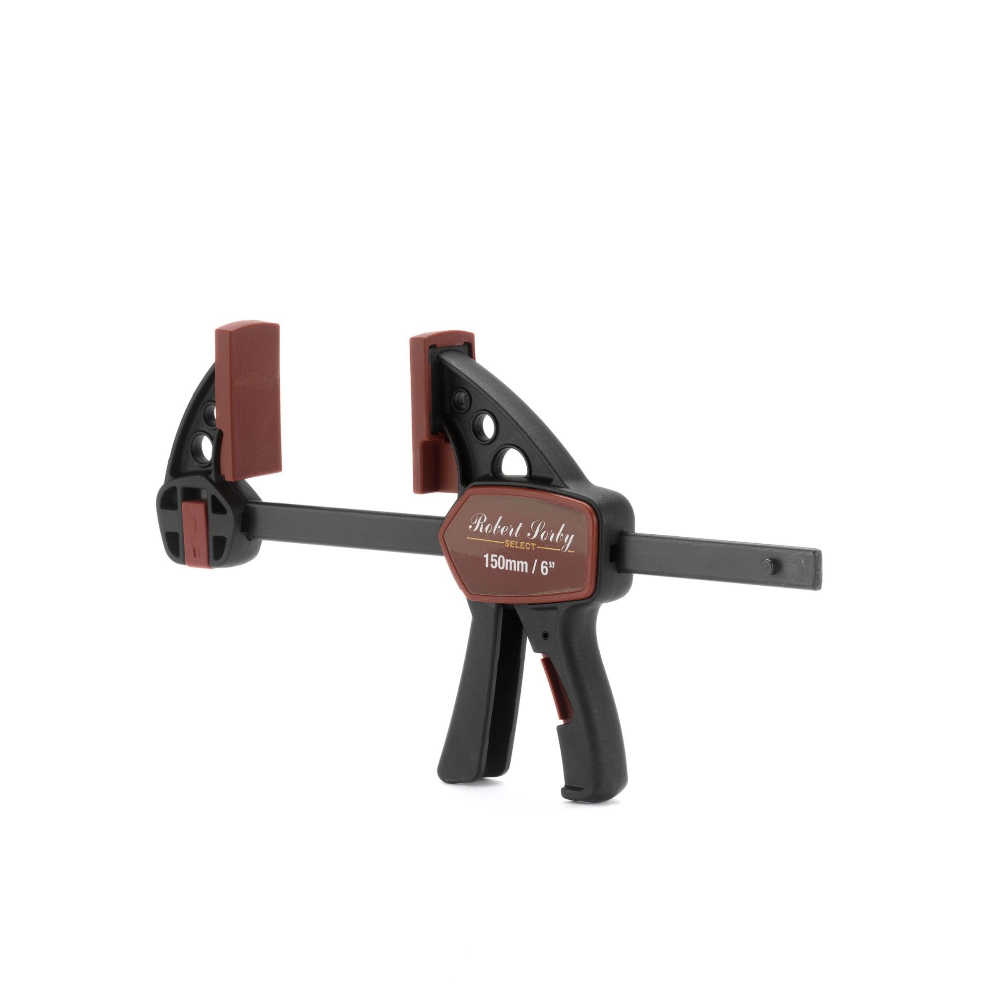 Robert Sorby Select Mini One Handed Bar Clamp 6" 150Mm Quick Release Clamp And Spreader 75Kgf 60Mm Throat Depth Soft Grip Handle