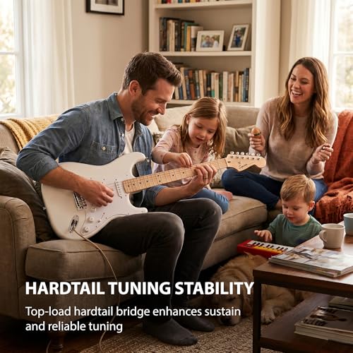 Image of Fender Squier Sonic Stratocaster HT - Arctic White Bundle with Mustang Micro Headphone Amp, Cable, Tuner, Strap, Picks, and Austin Bazaar Instructional DVD