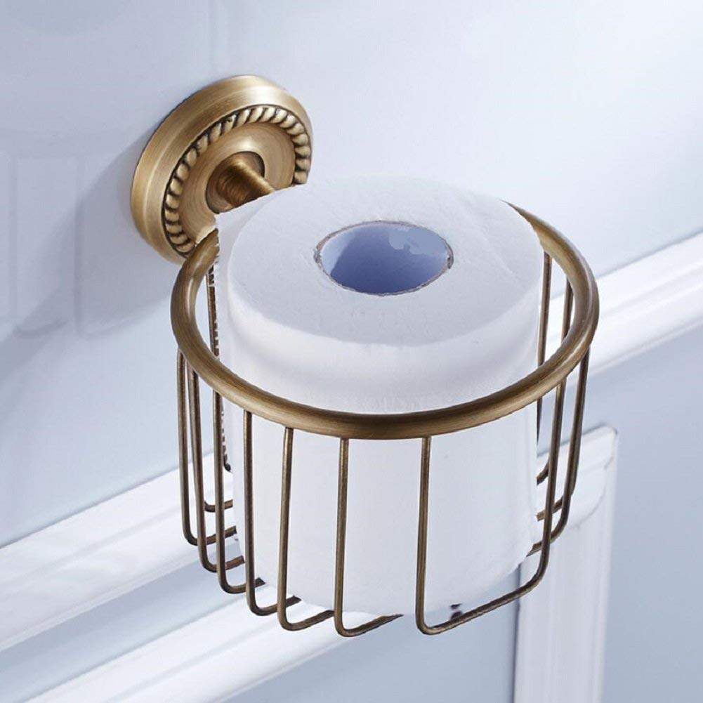 Étagère de salle de bain robuste en cuivre jaune avec porte-papier hygiénique