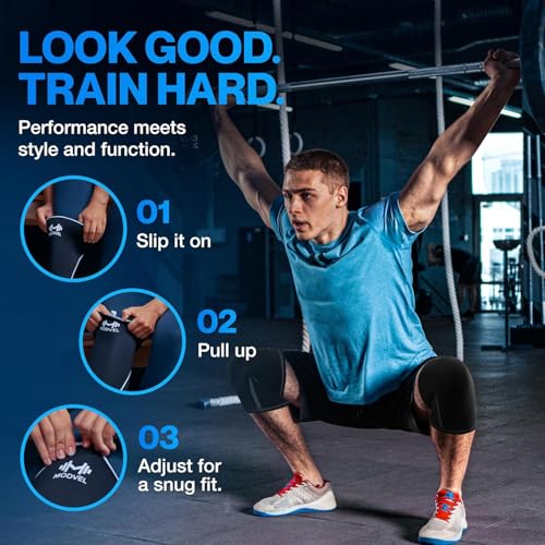 Image of Modvel Strength 7mm Knee Sleeves (Pair) for Weightlifting & Powerlifting (USPA, IPL, IWF & USAW Approved) | High-Performance Knee Compression Support For Squats, Weight Lifting - Men and Women