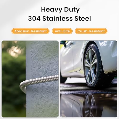 Gotron-Water-Hose-100-ft-Heavy-Duty-Metal-Garden-Hose-with-9-Function-Spray-Nozzle-Lightweight-Kink-Free-and-Drinking-Water-Pipe-for-RV-Outdoor-Yard-100ft-x-58-Female-to-Male