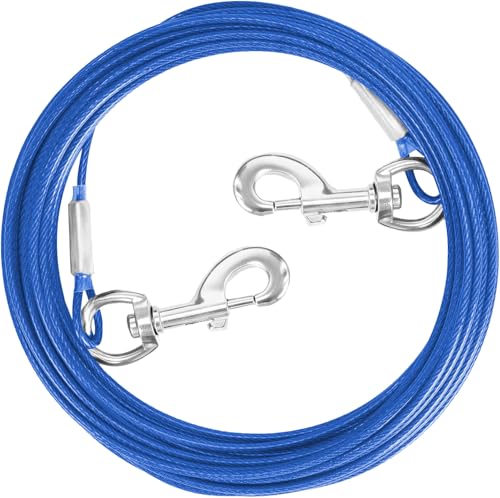 Tie Out Cable for Dogs,10/20/30/50/100FT Dog Leads for Yard Chew Proof,Heavy Duty Tie Out Cable for...