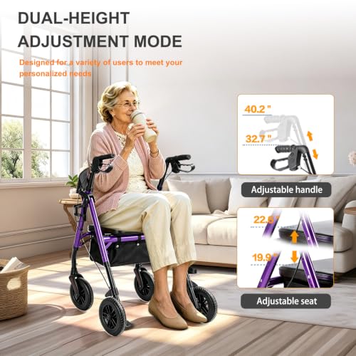 Image of Foldable Rollator Walkers for Seniors with Seat,4 Wheel Rolling Walker