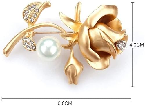Brooches Brooch Pin Rhinestone Pearl Brooch Floral Diamond Brooch Girl Lady Jewelry Wedding Party Birthday Gift Gold Bow Tie Brooch Pins Gift (Color : Gold) #TOP1