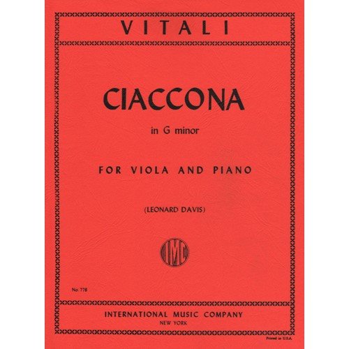 Vitali - Chaconne in g For Viola & Piano Published by International Music Company      Sheet music