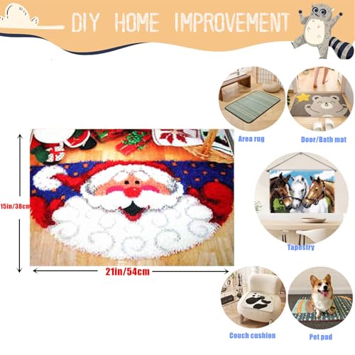 Image of EMISTEM Latch Hook Kits for Adults - DIY Latch Hook Rug Kits, Crochet Kit for Beginners, Rug Making Kits with Printed Canvas, Gift Packaging. (Santa Claus,15x21 inch)