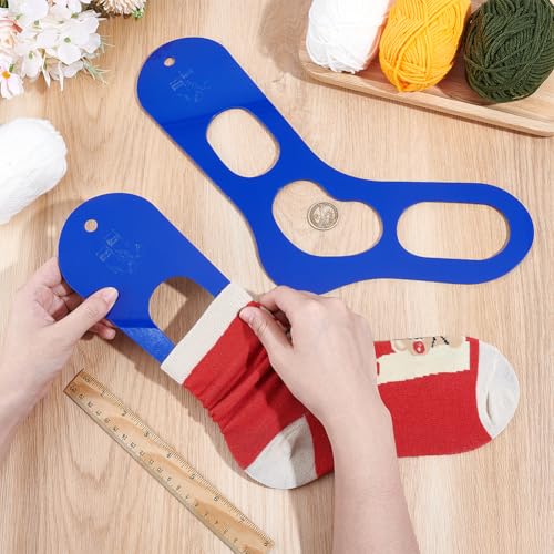 Image of BENECREAT 2Pcs Acrylic Sock Blockers, Blue Knitting Sock Ruler Stocking Blockers Socking Stretchers for Knitting & Crochet Stocking Knitters, 3mm Thick