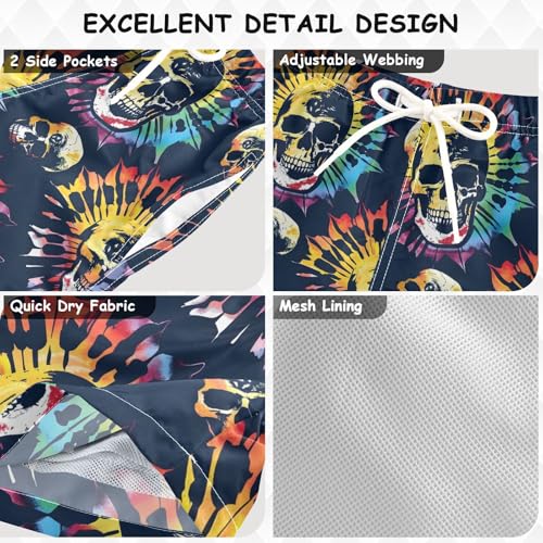 senya Skull Colorful Boys Swim Trunks Toddler Shorts Swimwear Boardshorts3