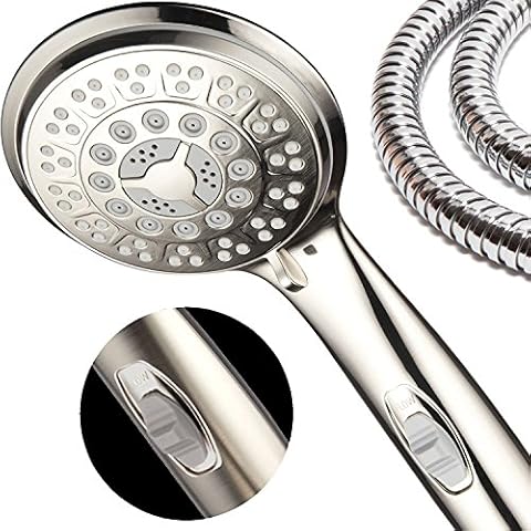 HotelSpa 9-Setting Luxury Brushed Nickel Hand Shower with Patented On/Off Pause Switch by HotelSpa Cover