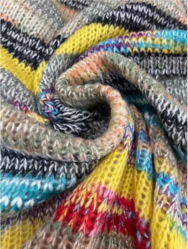 Women's Rainbow Striped Cardigan Sweater Chunky Long Sleeve Multicolor Open Front Sweater Soft Outerwear Coats4