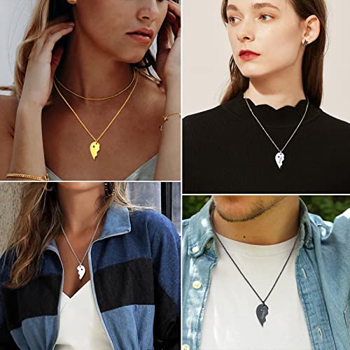 FindChic Personalized Matching BFF Necklace for 2/3/4/5/6 Puzzle Name Heart Pendant Stainless Steel Couple Necklace Set Customized Necklaces for Teen Girls2