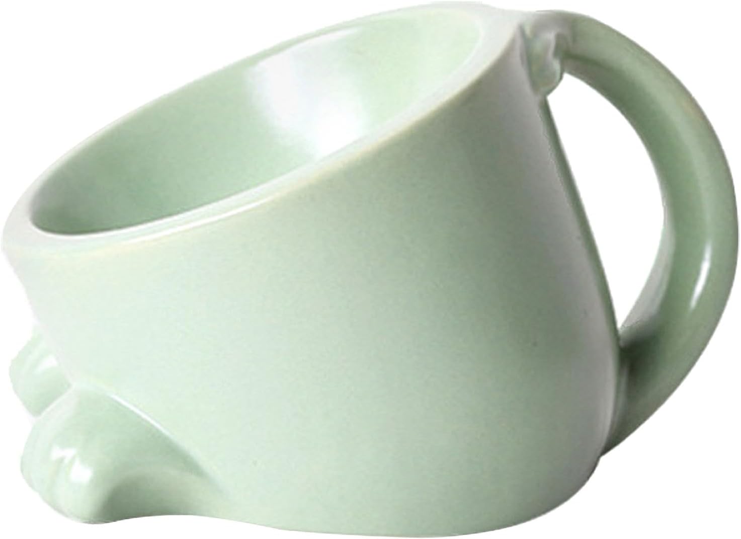 Raised Cat Bowls with Handle Tilted Cat Dish Ceramic Pet Food Water Bowl for Indoor Outdoor Kitten Small Dogs Puppy Light Green