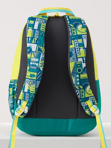 Image of Wildcraft Wiki 1 30L Laptop Backpack for Men & Women | Fits 15.6 inch Laptop | Padded Shoulder Straps, Multi Compartments, Anti-Theft Zippers | School & College Bag | Music Pattern Lime