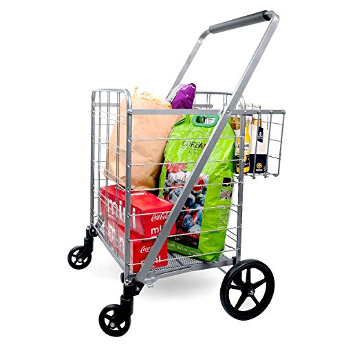 Supenice Grocery Double Basket Grocery Cart -Deluxe Utility Cart With Oversized Basket 360°Rolling Swivel Bearing Wheels thumb #5