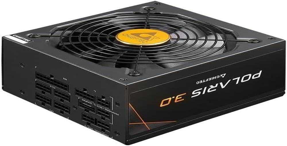 Фронт view of the Chieftec PPS-850FC-A3 power supply, showing the fan and protective grille.