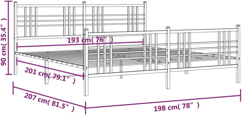 White Steel Double Bed Frame Sturdy Heavy-Duty Platform Foundation with slatted Mattress Support Rectangular Modern Minimalist Bedroom Furniture for Stable no-Box-Spring-Needed Easy-Assembly