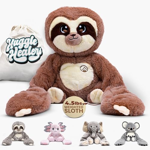 Huggle Healers Weighted Stuffed Animals for Adults, Teens and Kids - 40 Inch Long Plush Arms for Hugs - 4.5lb Sloth Stuffed Animal Plushies - Kigi Sloth