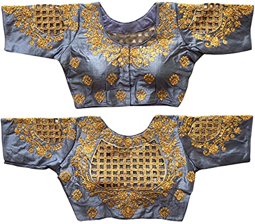 D'VINS FASHION Frauen Indische Designer schwere Stickerei Seide bereit zu tragen Bluse halbe Ärmel genäht Bluse Cover