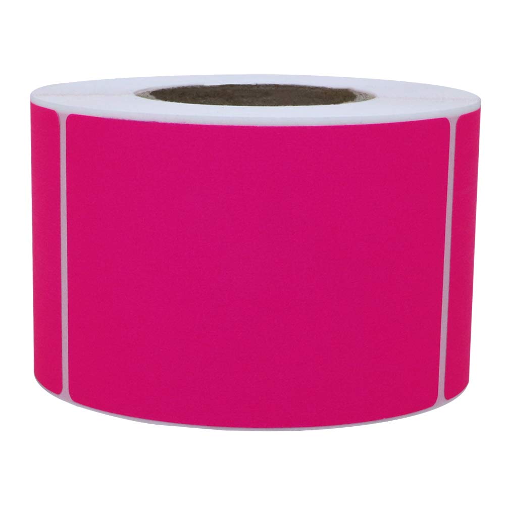 Hybsk 2x3 Inch 300pcs Fluorescent Pink Sticker Rectangle Blank Color Coding Neon Labels for Office Organization Shipping Warehouse Labeling (Fluorescent Pink)The Forest Stewardship Council